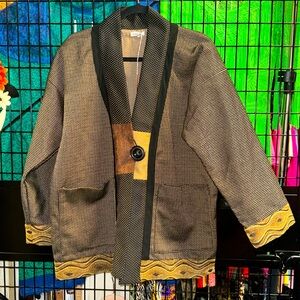 ALDA me Woven Tapestry Patchwork One Button Twill Jacket